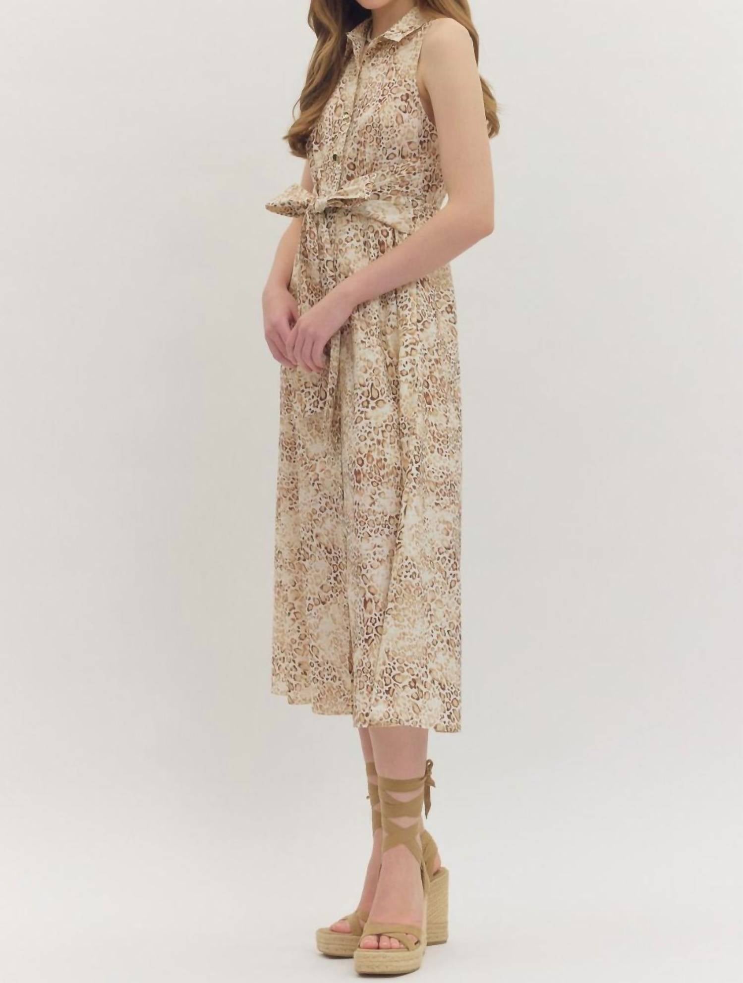 entro Animal Print Button Up Maxi Dress in brown - women's dress - alternate view