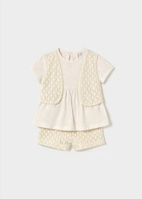 Mayoral - Girls' 2-in-1 Crochet Short Set