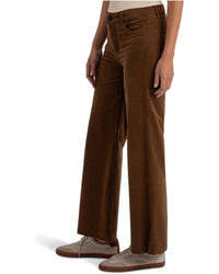 KUT FROM THE KLOTH Meg High Rise Velvet Wide Leg Pant in cognac - women's pants - detail view