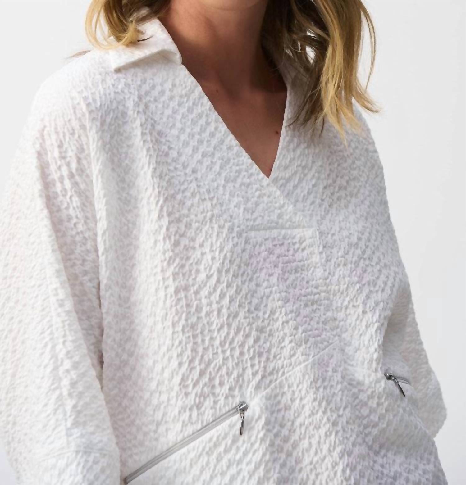 Joseph Ribkoff - Seersucker Boxy High-Low Top