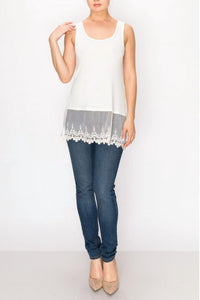Origami - Embroidered Lace Extender Tank