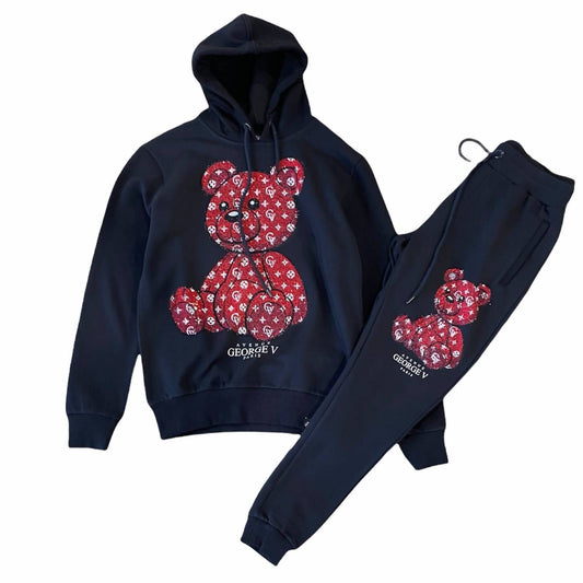 Avenue George V Paris - Men's Teddy Bear Hoodie & Jogger Tracksuit Set