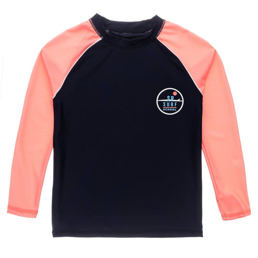Snapper Rock - Kids Surf School Navy Coral Long Sleeve Rash Top