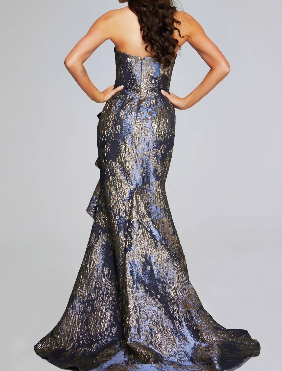 Jovani - Strapless Gown With Cascading Ruffle