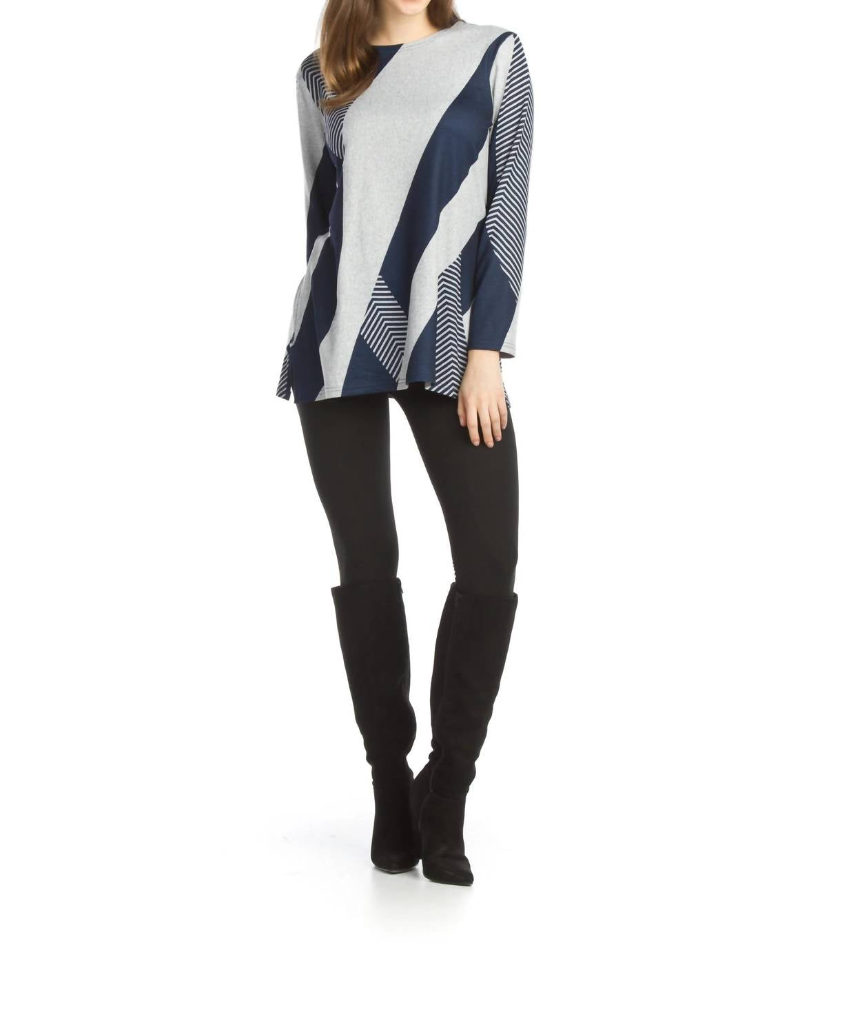 Papillon - Asymmetrical Striped Knit Sweater