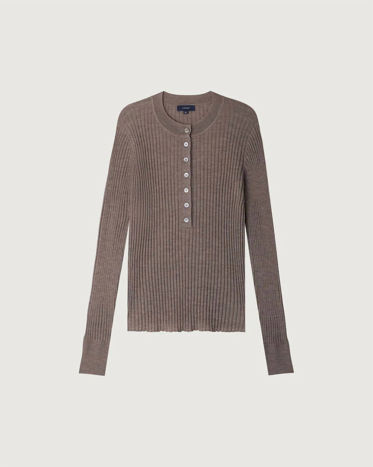 Soeur - Buffalo Ribbed Long Sleeve Henley Top