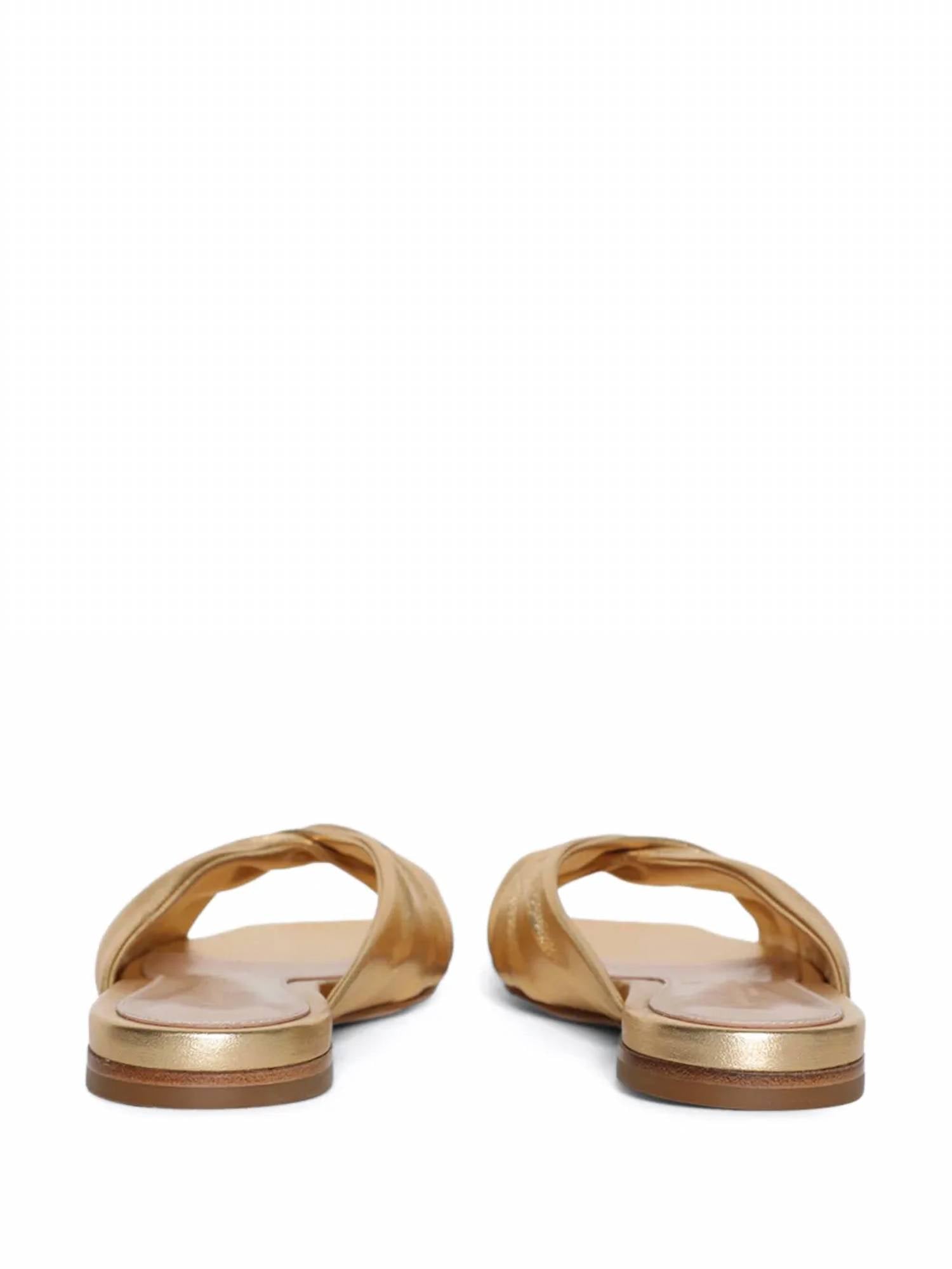 Gianvito Rossi - Women's Draped Metallic Nappa Silk Flat Mules