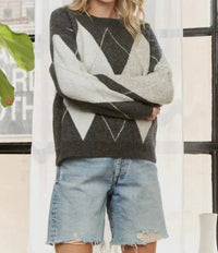 Adora - Diamond Print Knit Sweater