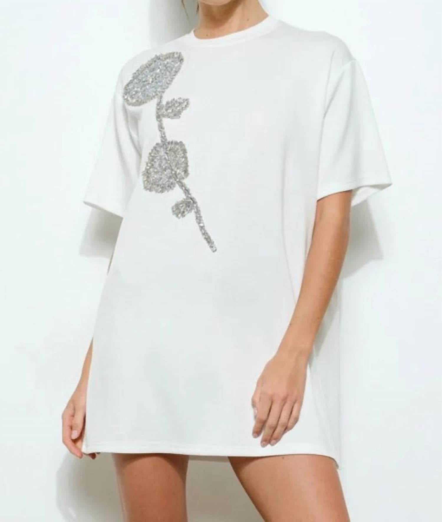 Ina Fashion - Yanira Embellished Flower T-Shirt Dress