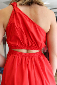 Meet Me In Santorini - Poplin One Shoulder Dress