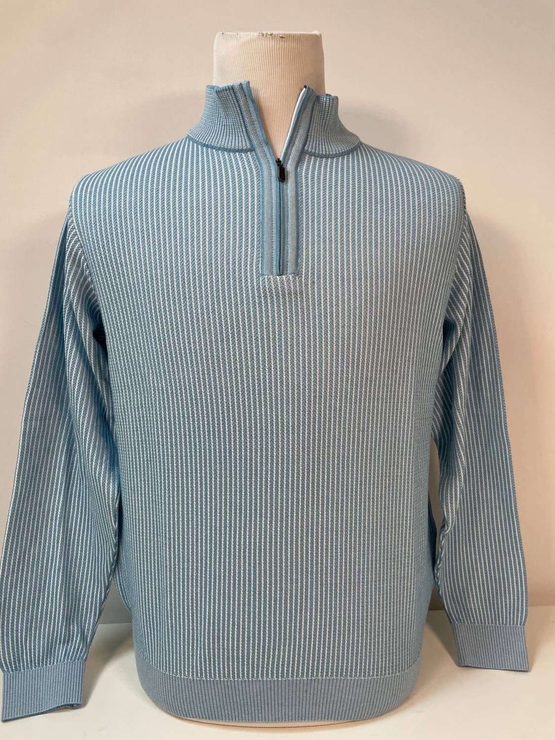 St. Croix - Men Long Sleeves Zip Mock Neck Rib Cable Quarter-zip Sweater