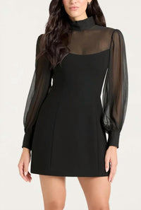 cinq a sept Fili Long Sleeve Mini Dress in black - women's dress
