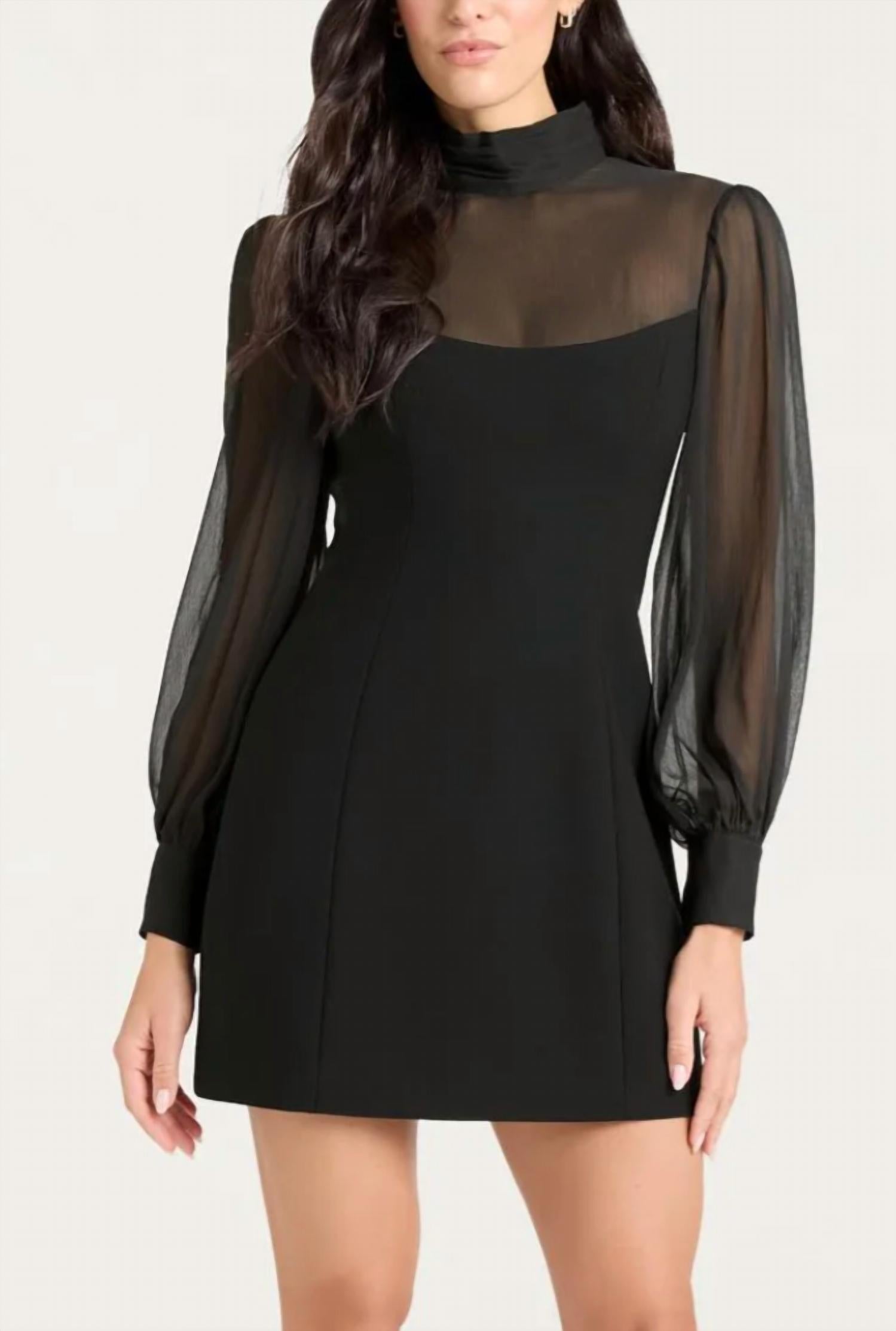 cinq a sept Fili Long Sleeve Mini Dress in black - women's dress