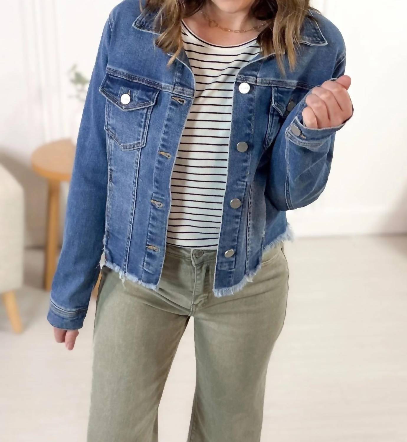 Risen - Fray Hem Denim Jacket