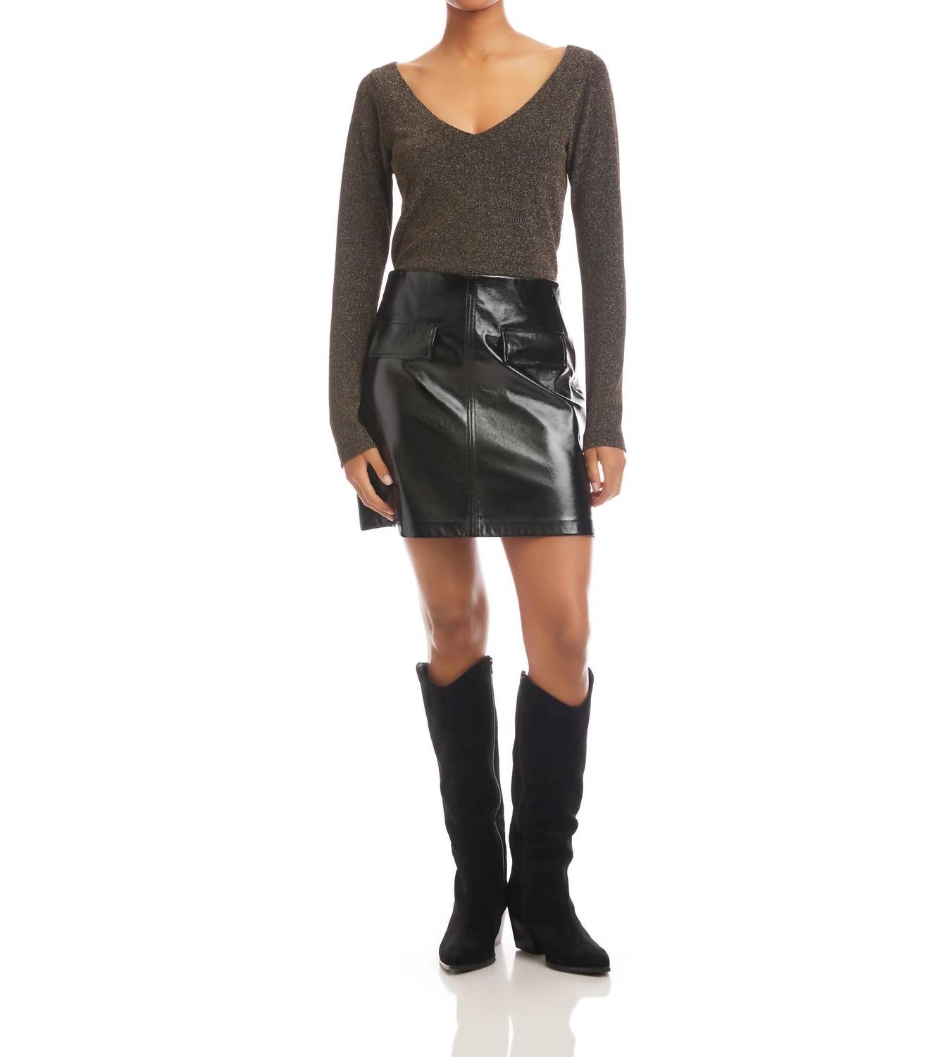 Fifteen Twenty - Britney Patent Faux Leather Mini Skirt