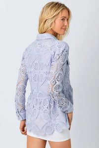 Mystree - Lace Peplum Button-front Jacket