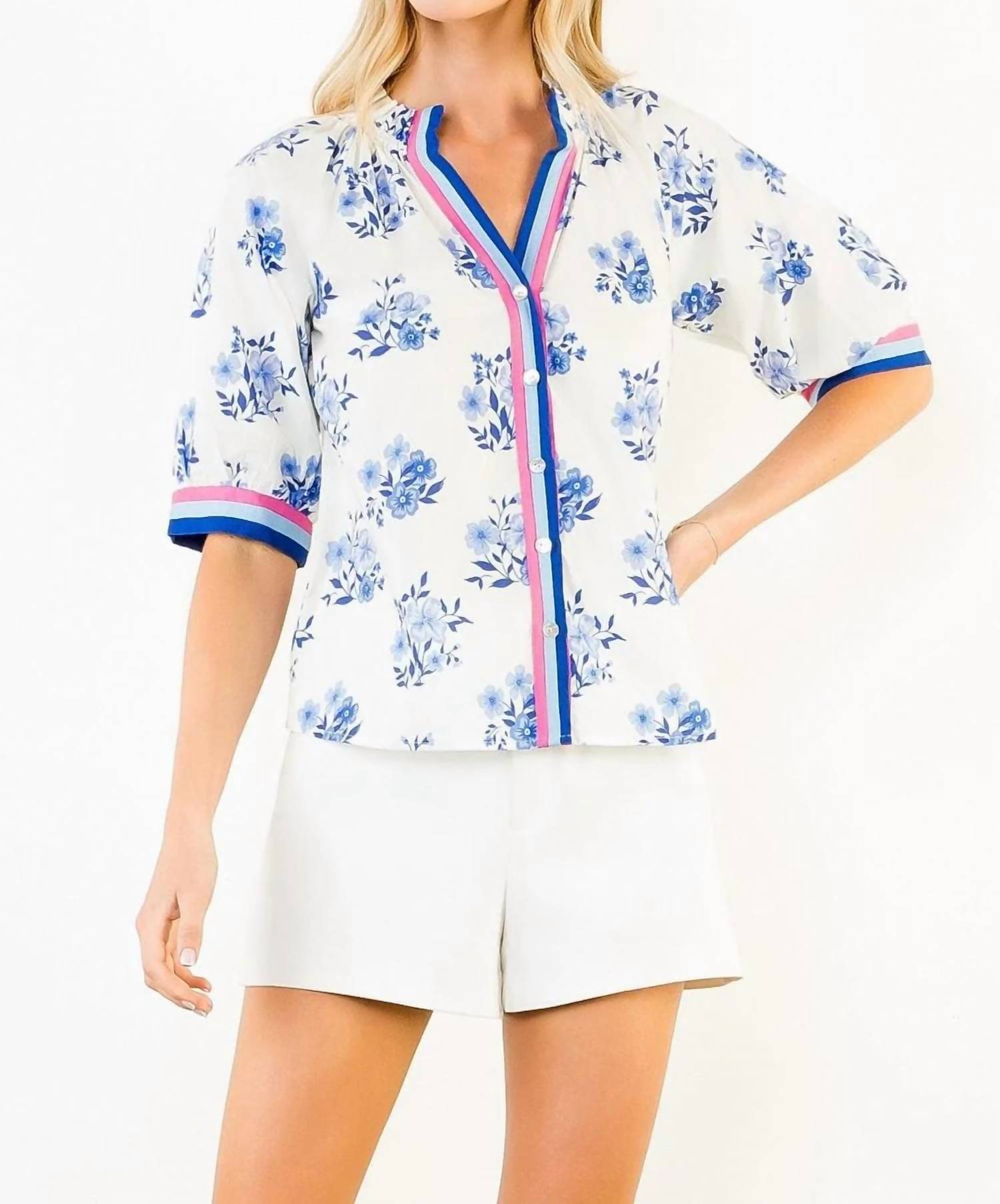 Thml - Button Down Floral Print Top
