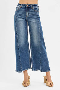 Risen - High Rise Crop Wide Leg Jeans