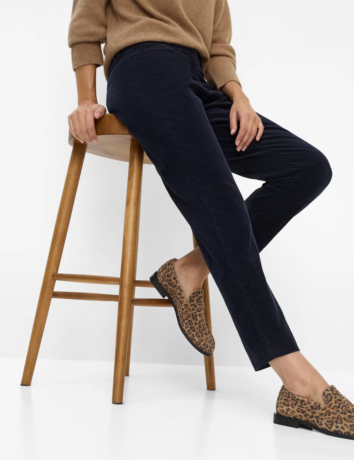 Brax Corduroy Chino Pants in navy - women's pants - alternate view