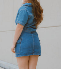 WISHLIST Darlin Cargo Mini Denim Skirt in blue - women's skirt - view 5