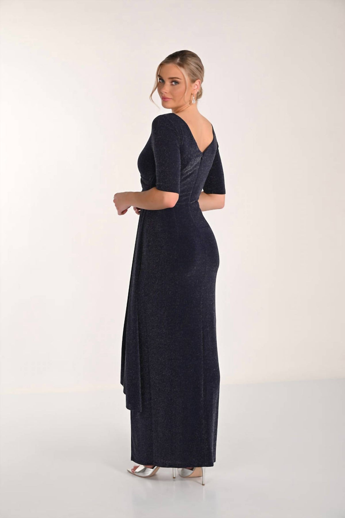 Frank Lyman - Sparkle Knit Maxi Dress With Front Slit