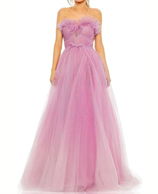 Mac Duggal - Strapless Glitter Tulle Ballgown