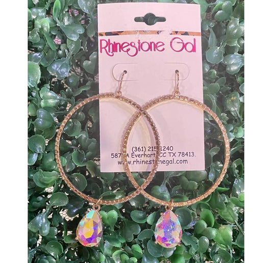 Bosuk - Hoop Earrings with AB Teardrop