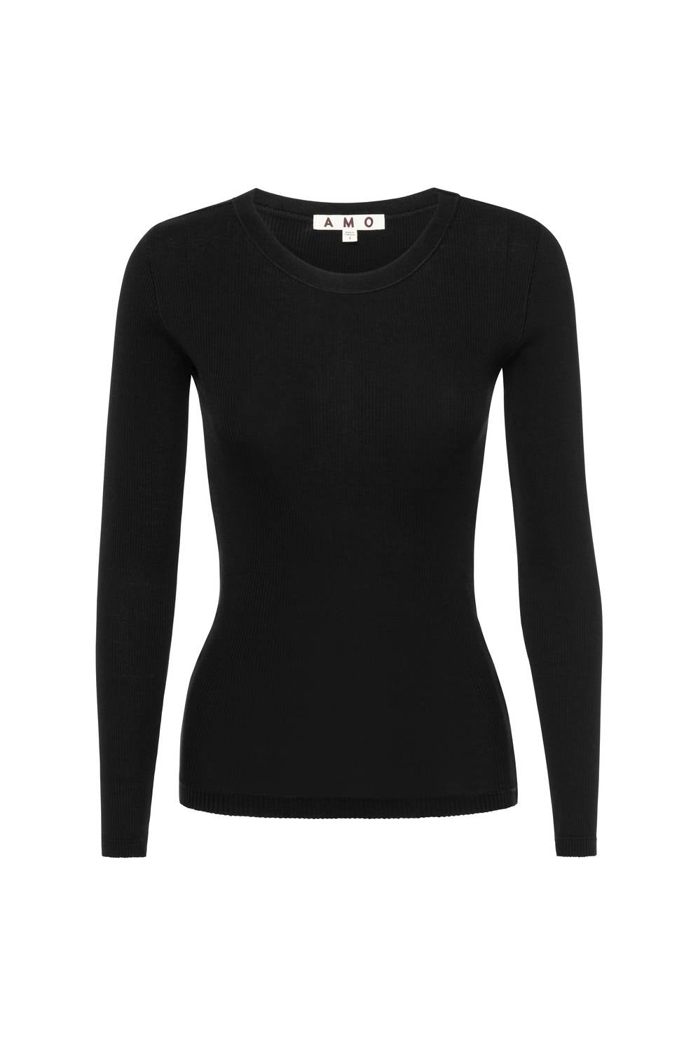AMO Swoon Long Sleeve Ribbed Top in black - women's long sleeve top - view 4