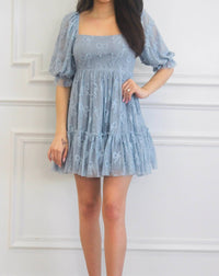 Mable - Porsha Square Neck Bow Pearl Babydoll Dress