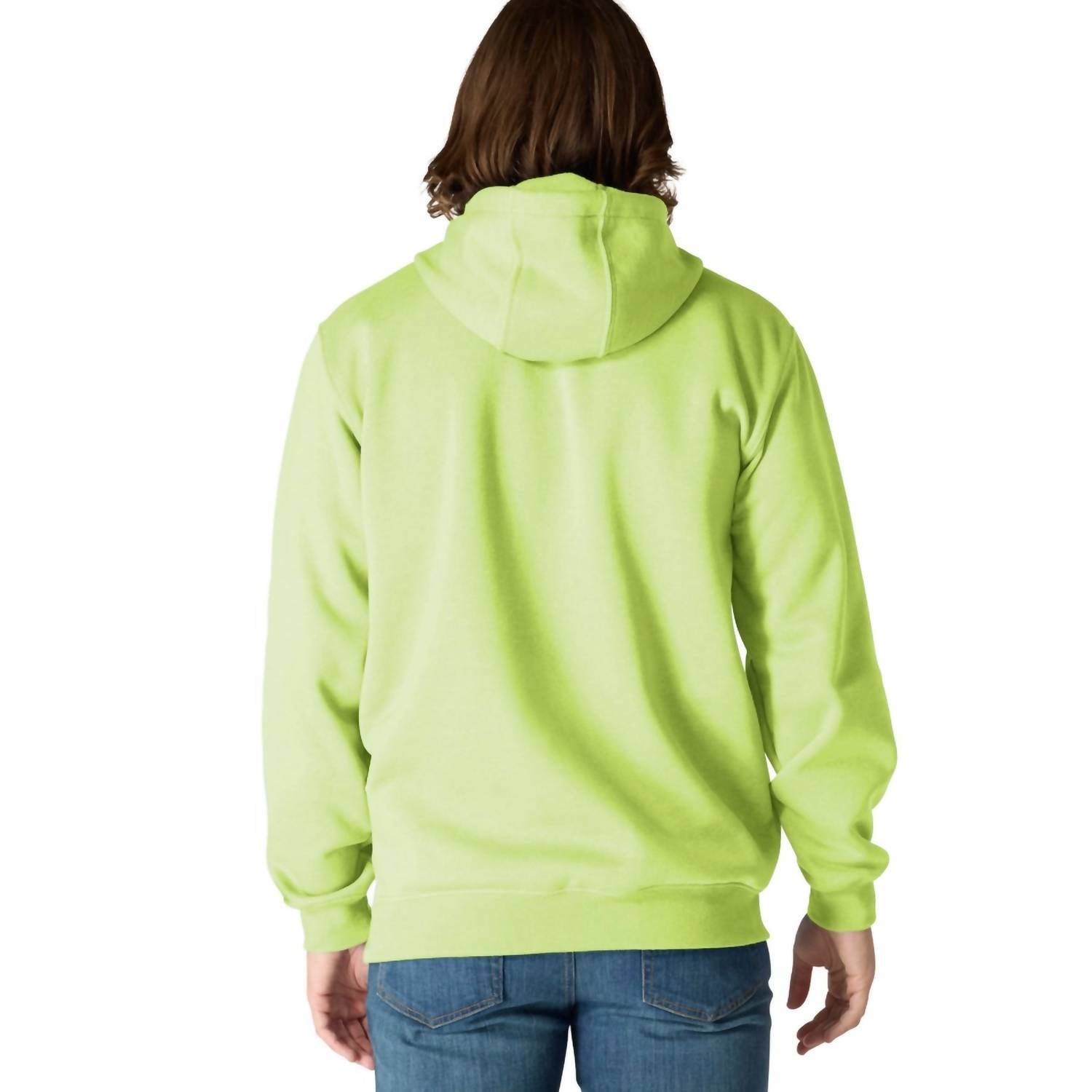 carhartt Loose High-visibility Logo Sleeve Hoodie in bright lime - men's shirt - detail view