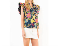 Thml - Ruffle Sleeves Floral Print Top