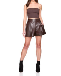 Susana Monaco - Faux Leather Pleated Short
