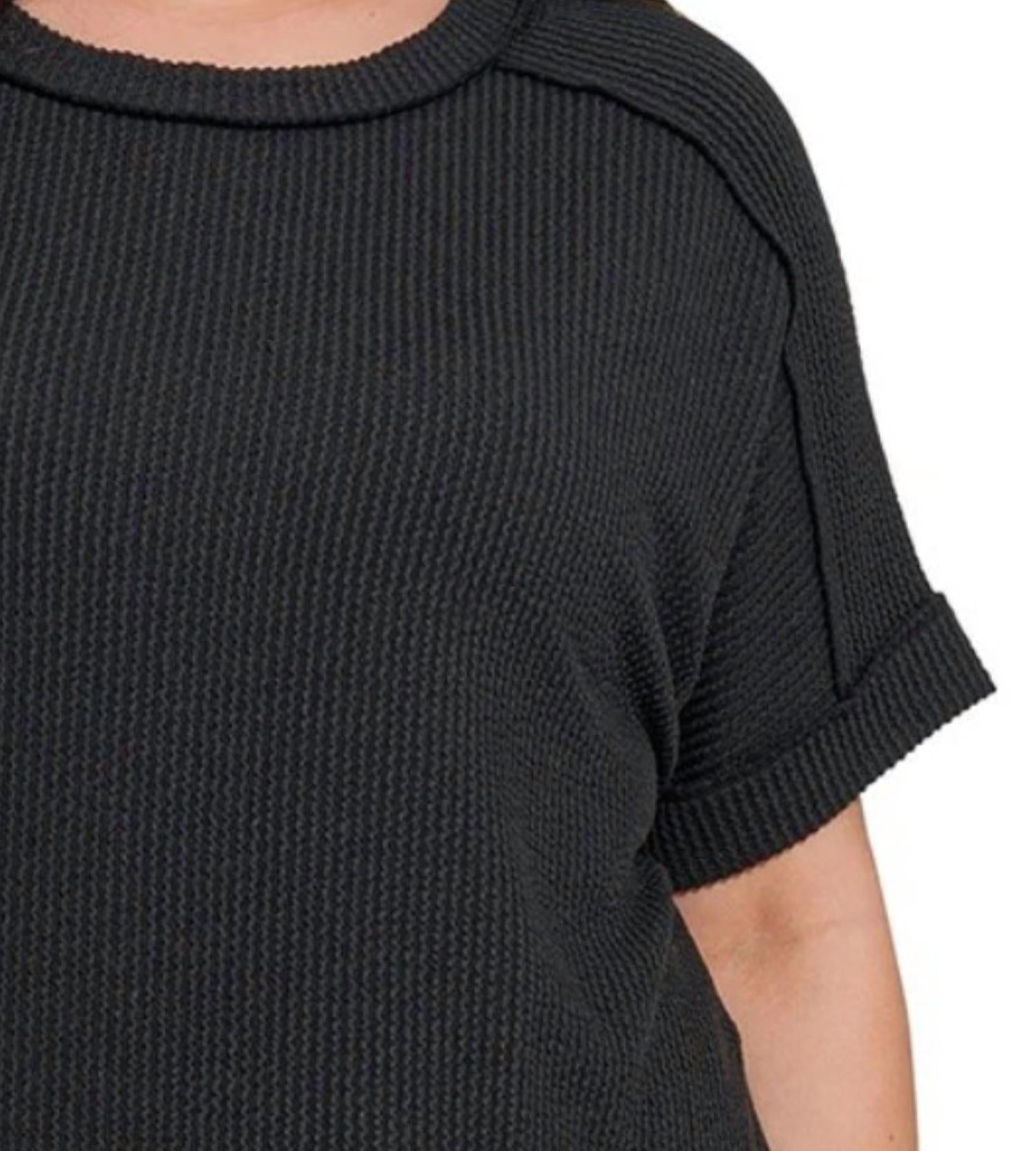 Zenana - Ribbed Round Neck Top