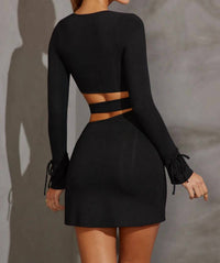 Oh Polly - Enya Long Sleeve Cut Out Mini Dress