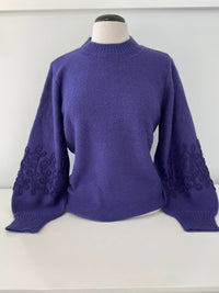 Tyler Boe Women's Soutache Trim Sleeve Sweater in regal - women's sweater