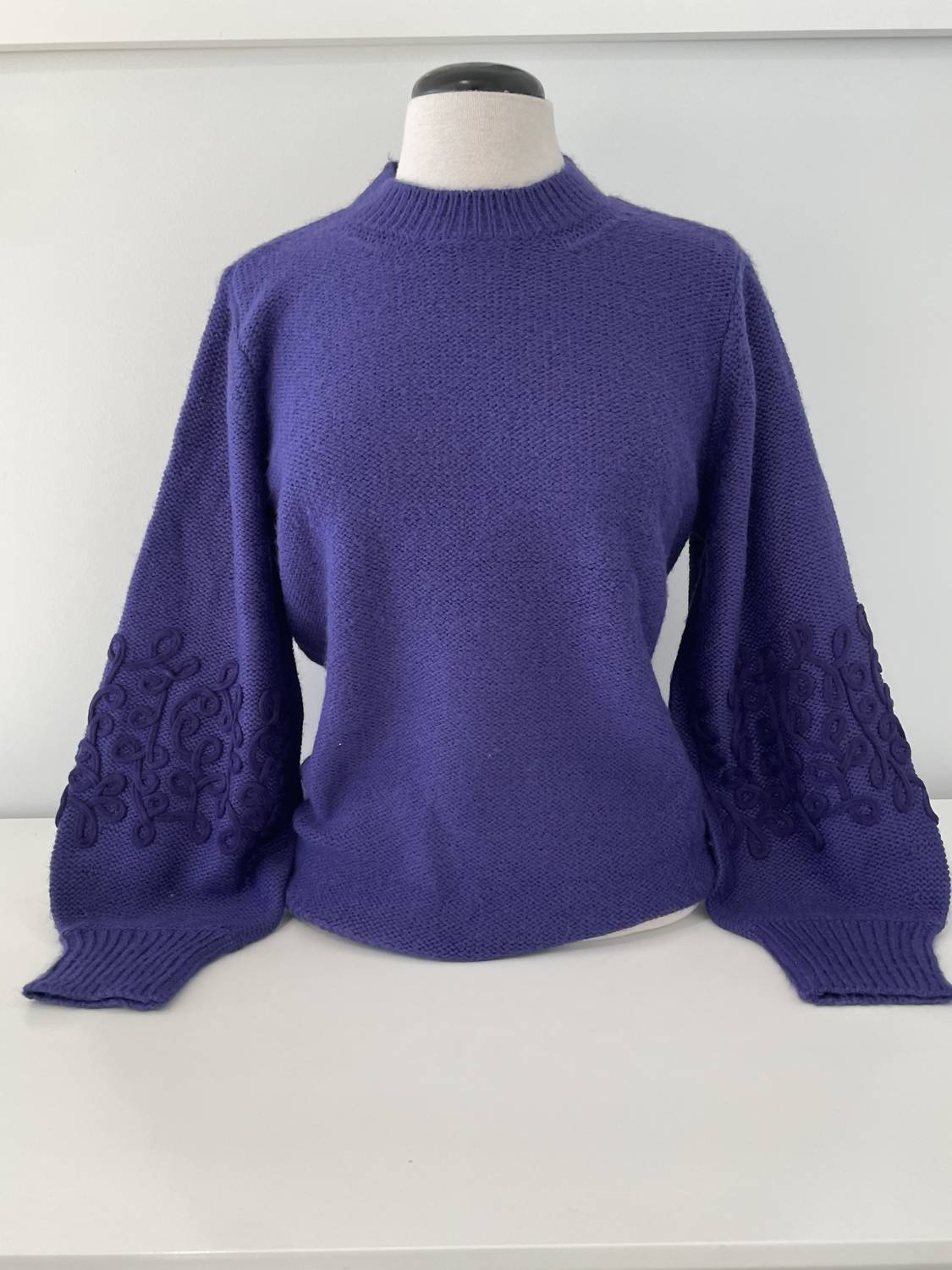 Tyler Boe Women's Soutache Trim Sleeve Sweater in regal - women's sweater
