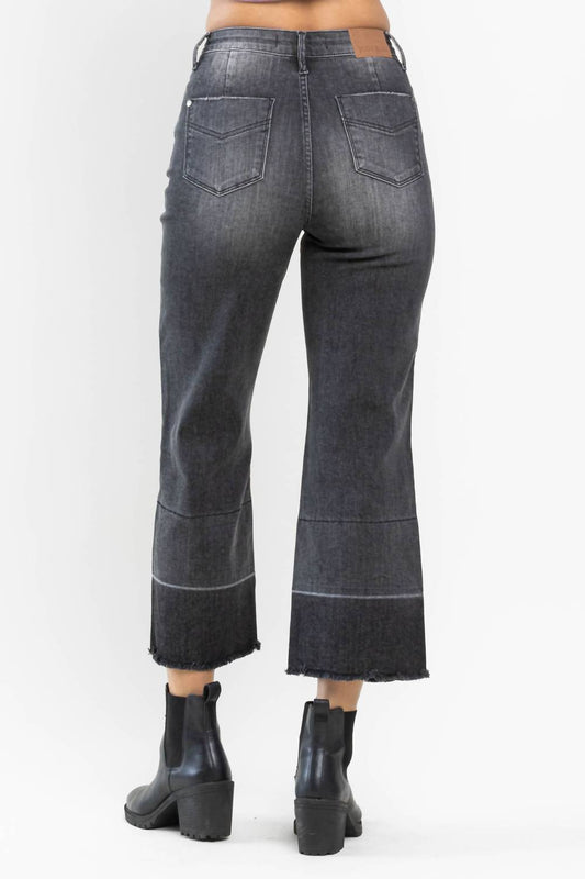 Judy Blue - High Waist Wide Leg Release Hem Crop Jeans