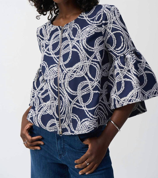 Joseph Ribkoff - Abstract Jacquard Trapeze Jacket