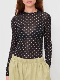 Ganni - Sheer Jersey Long Sleeve Top