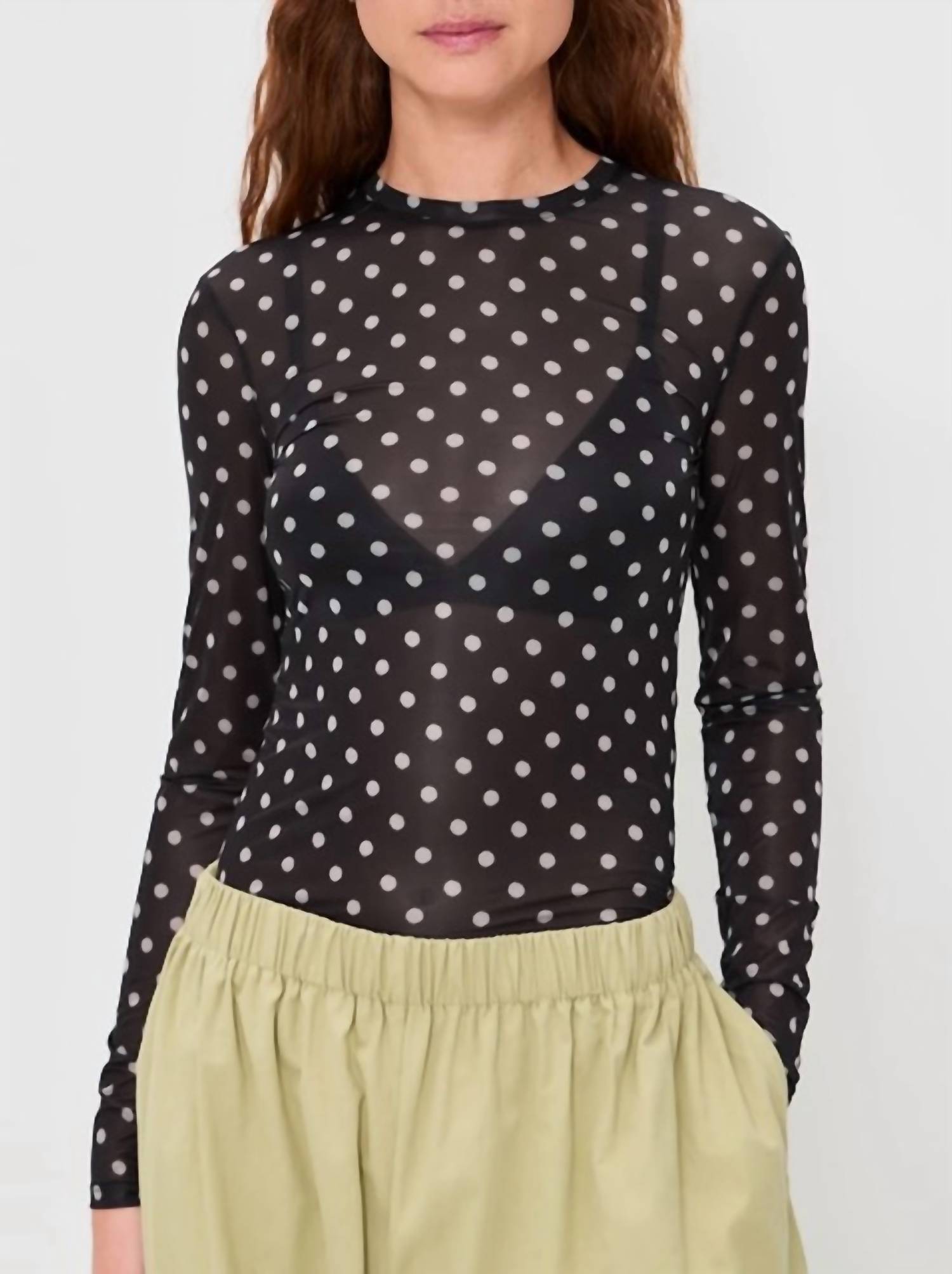 Ganni - Sheer Jersey Long Sleeve Top