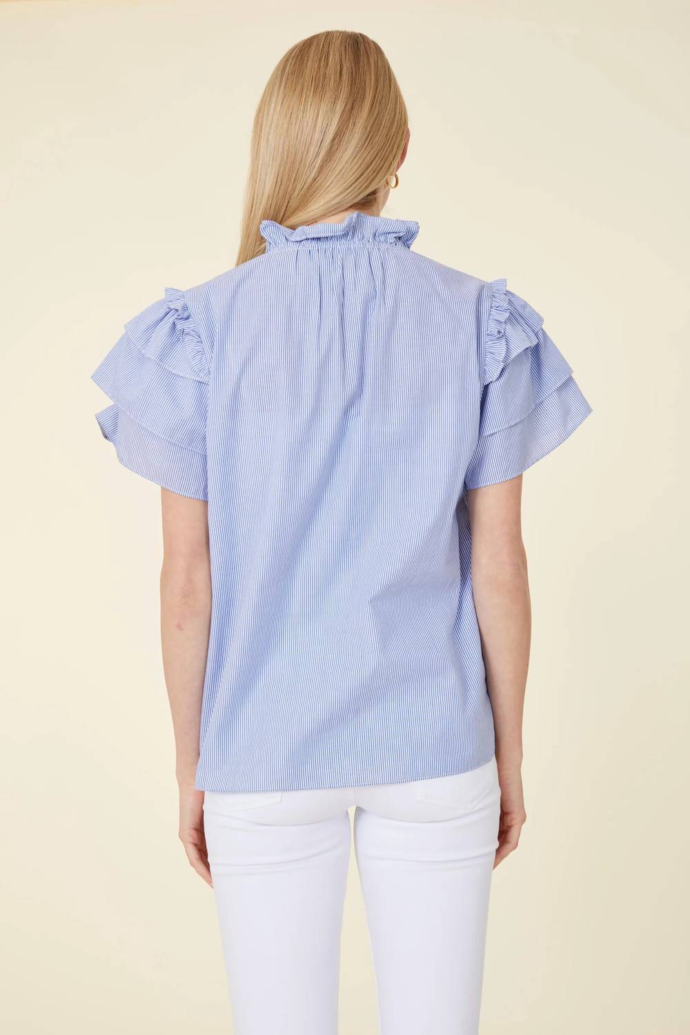Dolce Cabo - Stripe Flutter Sleeve Top