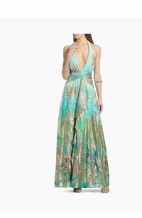 Ramy Brook - Stephanie Jacquard Plunging Halter Gown