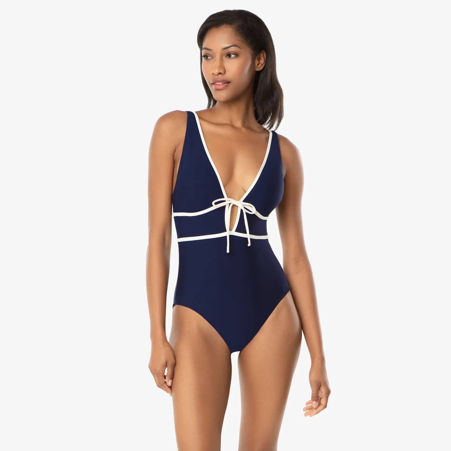 Helen Jon - Plunge Front Tie One-piece