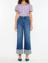 Kancan - HIGH RISE CROP WIDE LEG JEANS