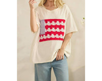Sage+Fig - Lace-patched Americana Oversized Tee