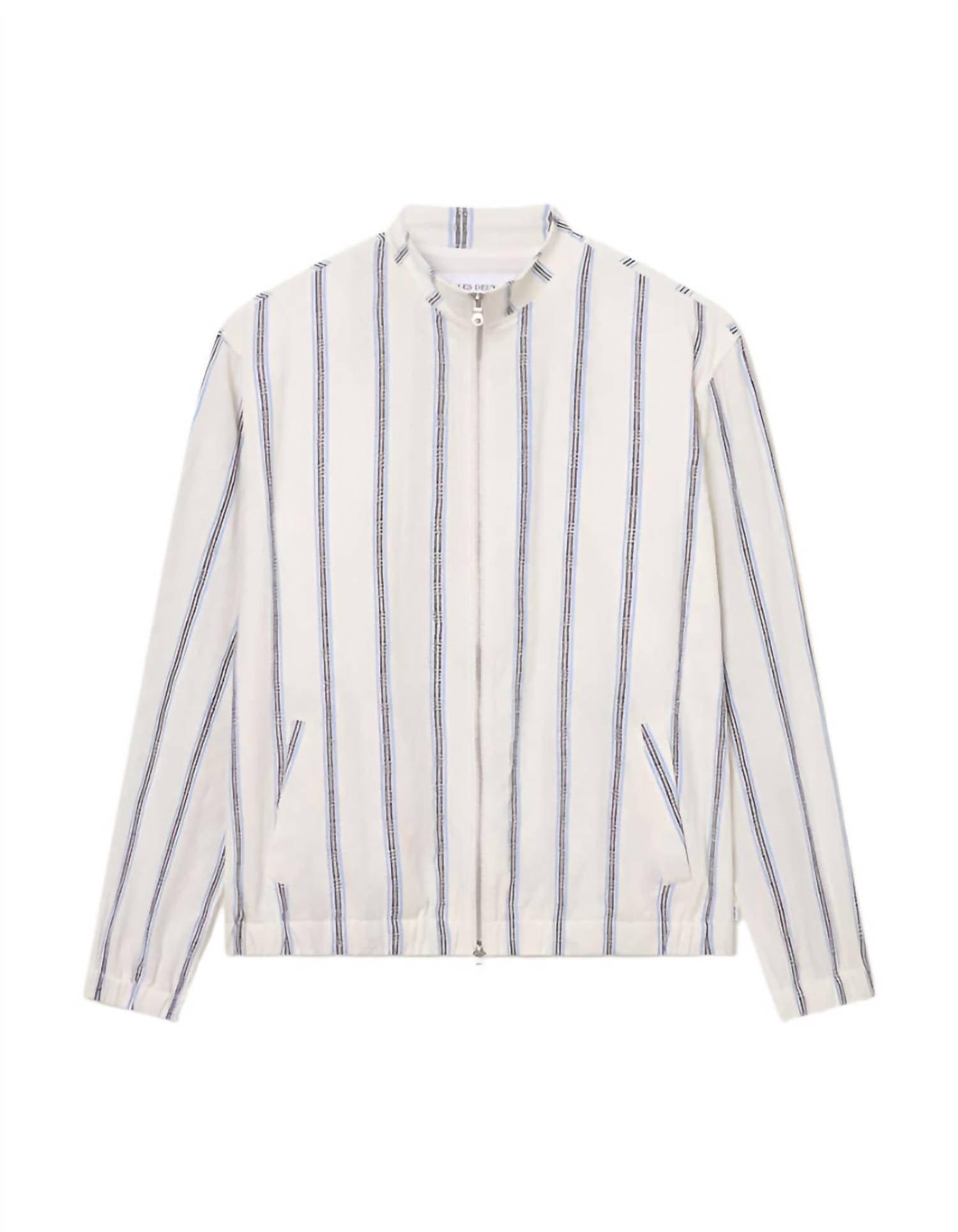 Les Deux Stanley Check Dobby Track Top in light ivory - men's shirt - alternate view