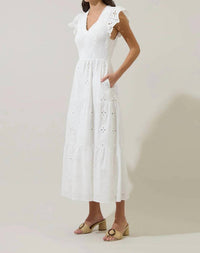 Sugarlips - Kinna Eyelet Sunfire Tiered Midi Dress