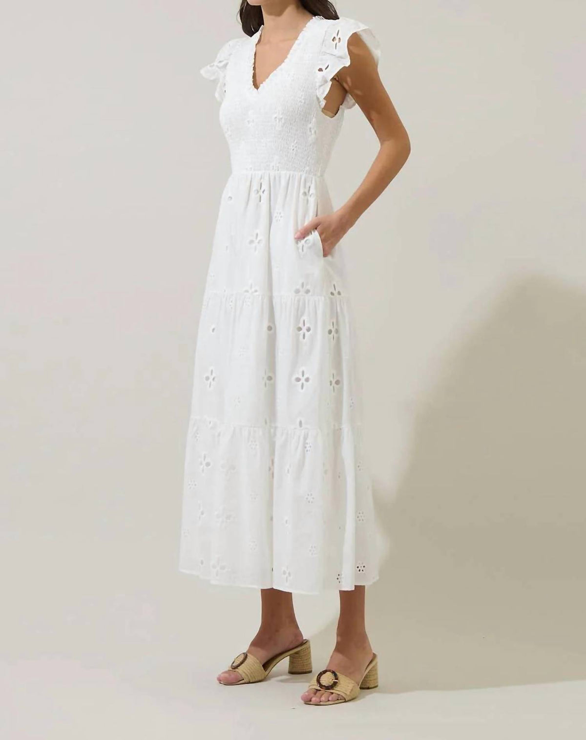 Sugarlips - Kinna Eyelet Sunfire Tiered Midi Dress