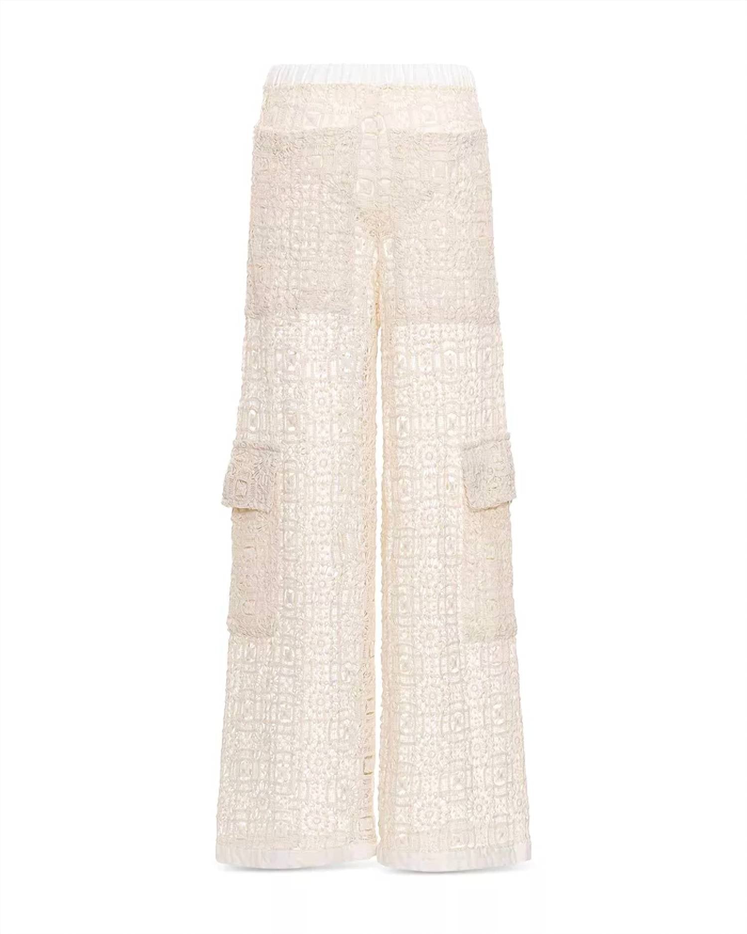 Agua Bendita - Maca Jardim Lace Wide Leg Cover-up Cargo Pants