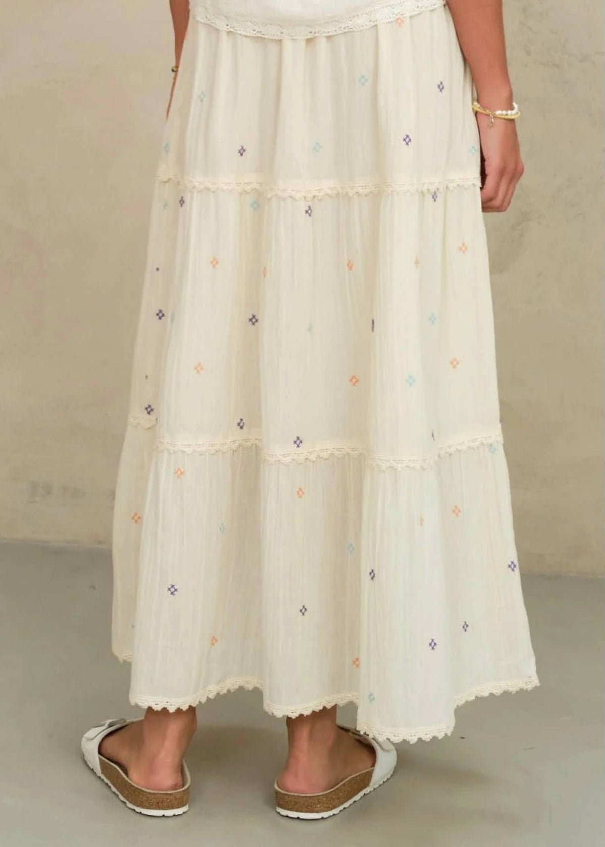 M.A.B.E. - Lucca Embroidered Maxi Skirt